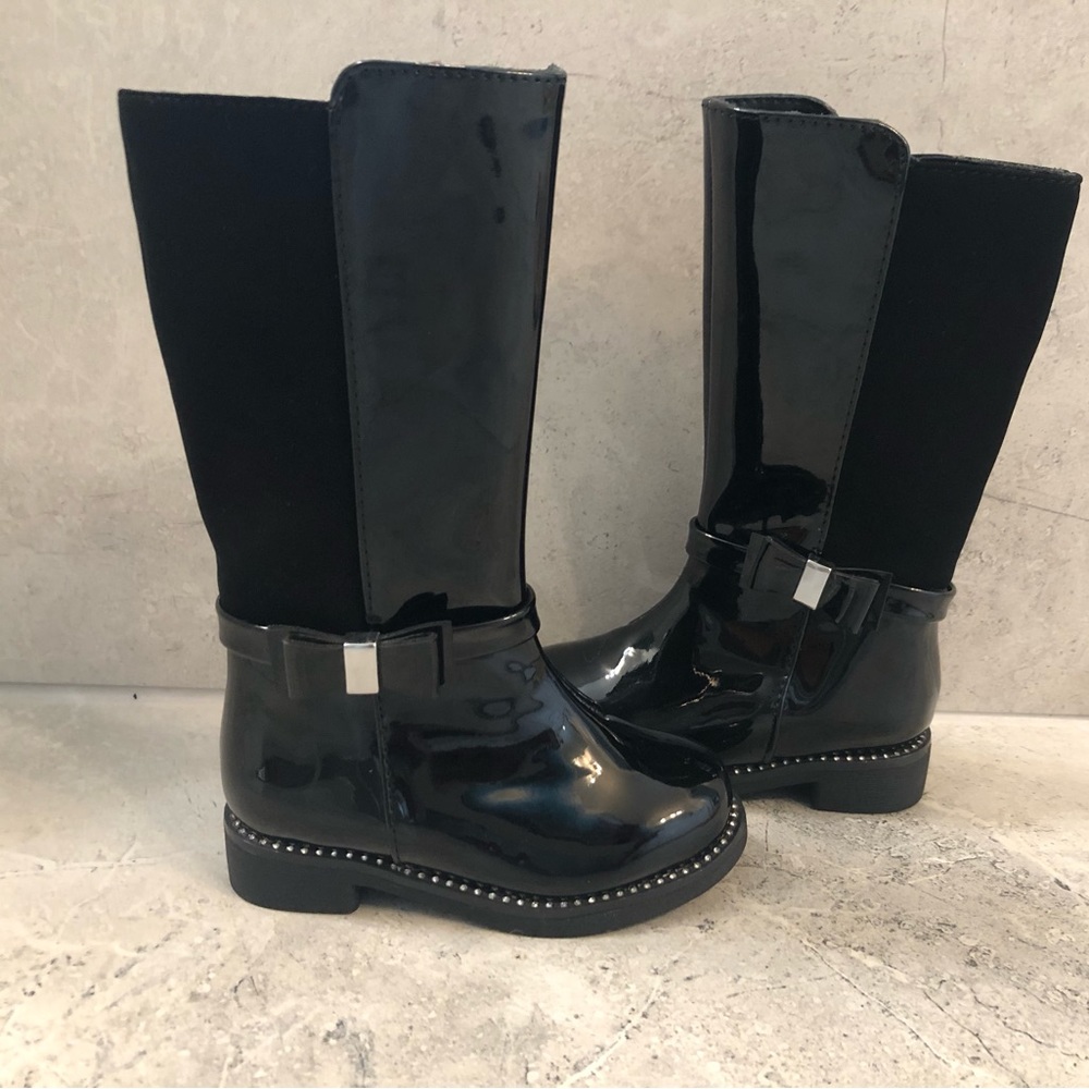 💖New Gorgeous Size 5 Toddler Girls Black Rhinestone Boots